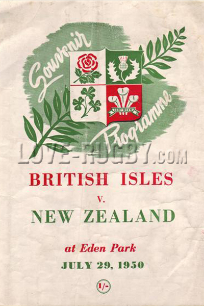 1950 New Zealand v British Isles  Rugby Programme